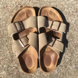 Birkenstock Arizona Sandals Suede Leather Taupe